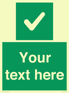 Custom green background, green square with tick sign